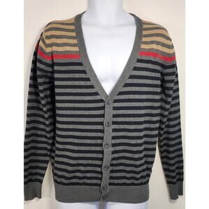 21MEN Striped Button Cardigan Preppy Nautical Cotton Blend Sz S/P
